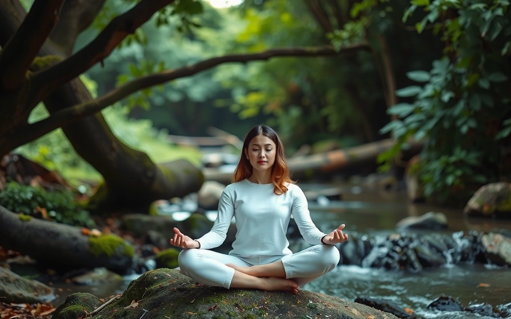 Person meditating in a natural setting