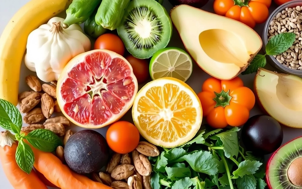 Various healthy ingredients for a balanced diet